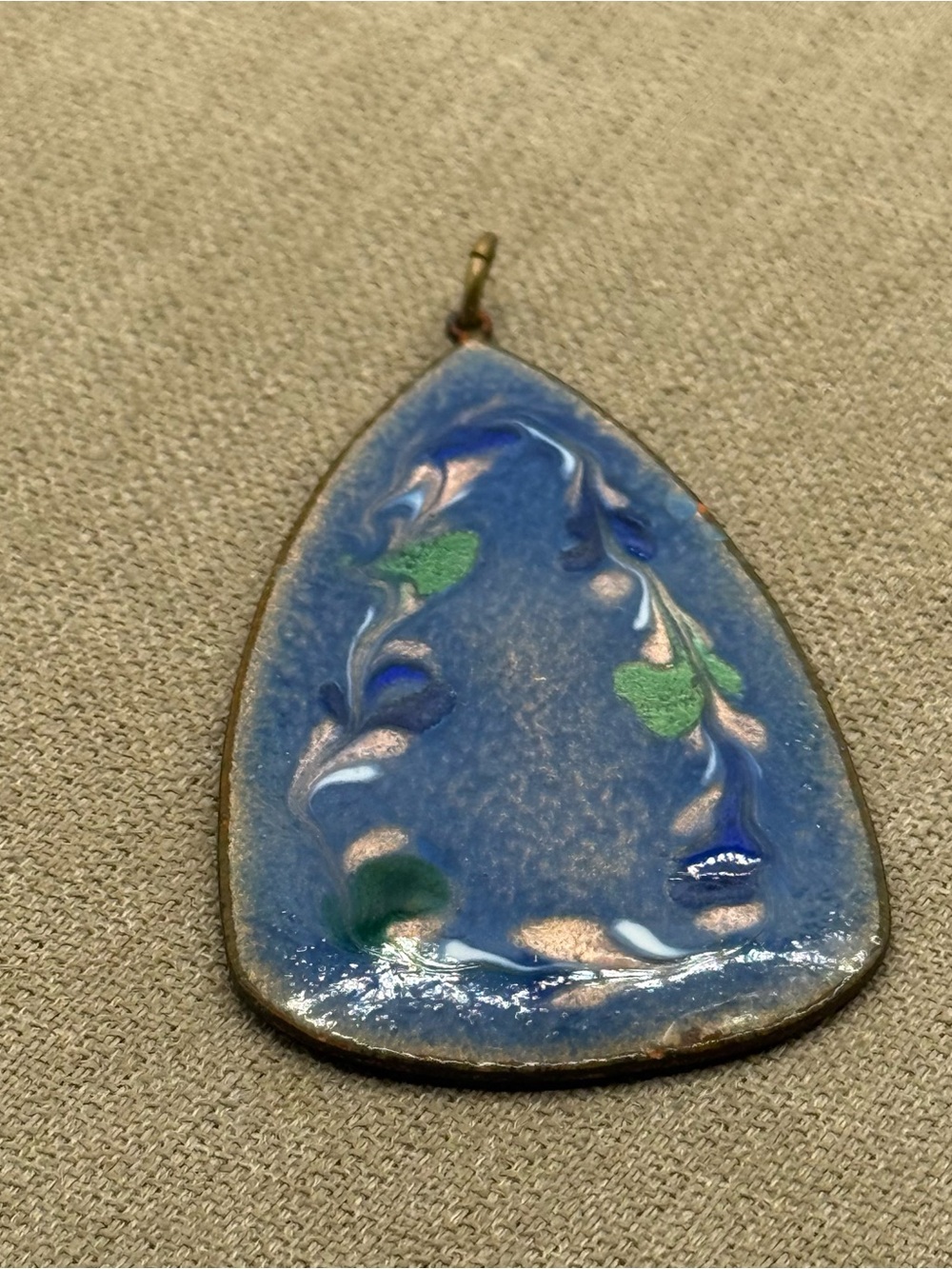 Blue copper Enamel Floral Pendant Necklace
